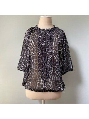 Express Sheer Animal Print Blouse Top